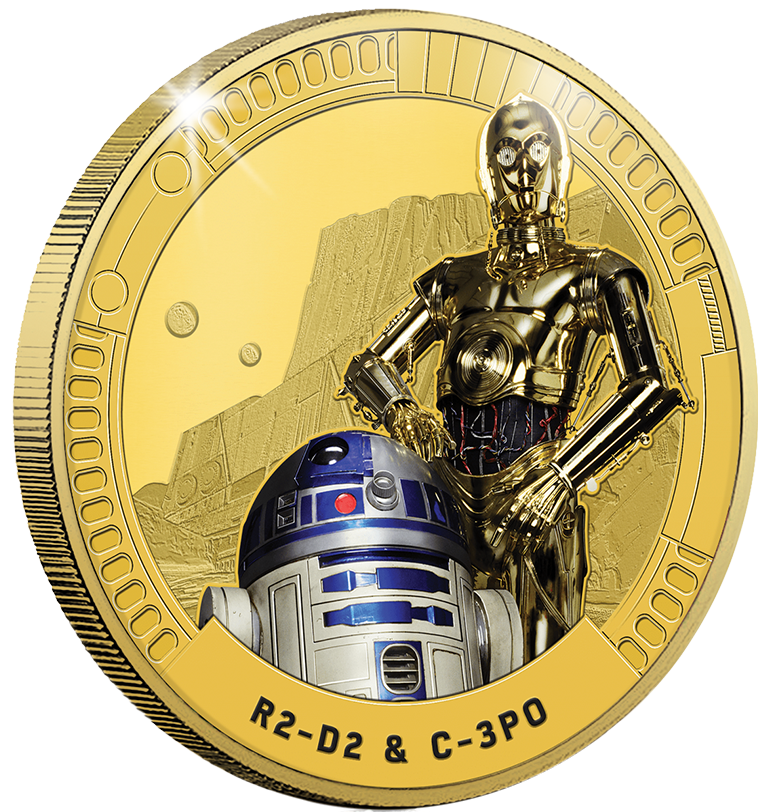 Frappe dorée à l'or pur «R2D2 & C-3PO»